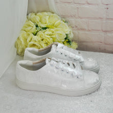 Load image into Gallery viewer, Bridal White Lace Trainers: Flat Wedding Sneakers Size UK8/US10.5