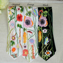 Load image into Gallery viewer, Secret Garden Mens Tie, Embroidered Wildflower Necktie, Floral Tie for Groom, Groomsmen, Flower Ties, White Bridal Tie