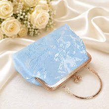Load image into Gallery viewer, Floral Bridal Clutch: Luxury Blue Lace Embroidered Bag, Detachable Chain