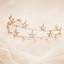 Load image into Gallery viewer, Celestial Stars Bridal Tiara | Silver or Gold Crystal Rhinestone Wedding Headband