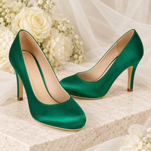 Load image into Gallery viewer, Classic Satin Round-Toe Bridal Court Shoes – Custom Colours