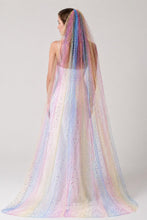 Load image into Gallery viewer, Rainbow Glitter Shooting Star Veil | Sparkling Celestial Bridal Veil with Comb