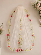 Load image into Gallery viewer, Ivory Floral & Butterfly Embroidered Bridal Veil – 100cm – Sale
