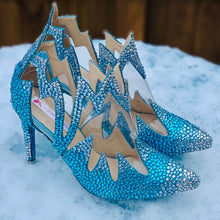 Load image into Gallery viewer, LAST ONE - Elsa Princess Inspired Bridal Shoes, Swarovski Wedding Boots - UK5/US7.5