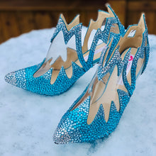 Load image into Gallery viewer, LAST ONE - Elsa Princess Inspired Bridal Shoes, Swarovski Wedding Boots - UK5/US7.5