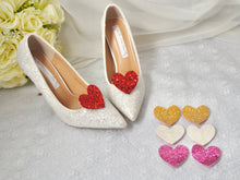Load image into Gallery viewer, Glitter Heart Shoe Clips