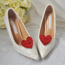 Load image into Gallery viewer, Glitter Heart Shoe Clips