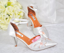 Load image into Gallery viewer, Ivory Wedding Shoes, Embroidered Satin Heels- Size UK5/US7.5