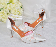 Load image into Gallery viewer, Ivory Wedding Shoes, Embroidered Satin Heels- Size UK5/US7.5