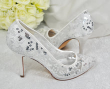 Load image into Gallery viewer, White Lace Bridal Shoes Size UK7/US9