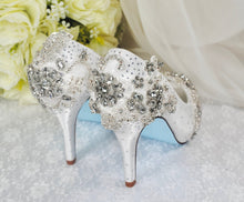 Load image into Gallery viewer, Sparkling Bridal Shoes, Crystal Embellished 'Cinderella' Wedding Shoes Size UK4/US6.5