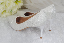 Load image into Gallery viewer, White Glitter Low Heel Bridal Shoes Size UK4/US6.5