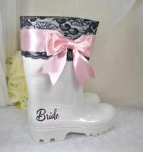 Load image into Gallery viewer, Bridal Rain Boots, Wellies, Alternative Wedding Shoes,