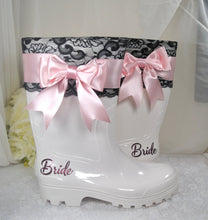 Load image into Gallery viewer, Bridal Rain Boots, Wellies, Alternative Wedding Shoes - UK8