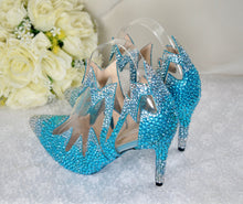 Load image into Gallery viewer, LAST ONE - Elsa Princess Inspired Bridal Shoes, Swarovski Wedding Boots - UK5/US7.5