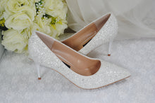 Load image into Gallery viewer, White Glitter Low Heel Bridal Shoes Size UK4/US6.5
