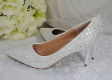 Load image into Gallery viewer, White Glitter Low Heel Bridal Shoes Size UK4/US6.5
