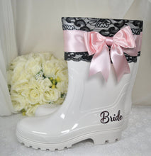 Load image into Gallery viewer, Bridal Rain Boots, Wellies, Alternative Wedding Shoes,
