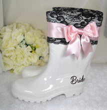 Load image into Gallery viewer, Bridal Rain Boots, Wellies, Alternative Wedding Shoes - UK8