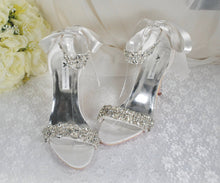 Load image into Gallery viewer, Blush Pink & Ivory Wedding Sandals Size UK6/US8.5