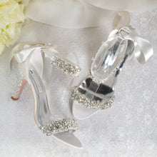 Load image into Gallery viewer, Blush Pink & Ivory Wedding Sandals Size UK6/US8.5