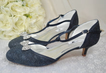 Load image into Gallery viewer, LAST ONE - Navy Lace Wedding Shoes, Size UK7/US9.5