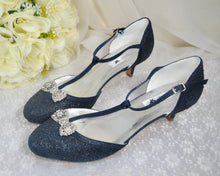 Load image into Gallery viewer, LAST ONE - Navy Lace Wedding Shoes, Size UK7/US9.5