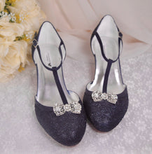 Load image into Gallery viewer, LAST ONE - Navy Lace Wedding Shoes, Size UK7/US9.5