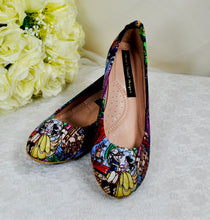 Load image into Gallery viewer, Beauty and the Beast Wedding Shoes, Flat Bridal Shoes and Clutch Bag - WIDE Fit Available