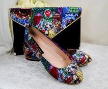 Load image into Gallery viewer, Beauty and the Beast Wedding Shoes, Flat Bridal Shoes and Clutch Bag - WIDE Fit Available
