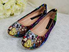 Load image into Gallery viewer, Beauty and the Beast Wedding Shoes, Flat Bridal Shoes and Clutch Bag - WIDE Fit Available