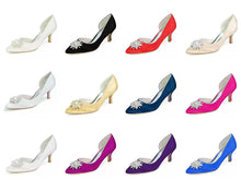 Load image into Gallery viewer, Low Heel Satin Pumps