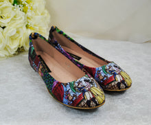 Load image into Gallery viewer, Beauty and the Beast Wedding Shoes, Flat Bridal Shoes and Clutch Bag - WIDE Fit Available