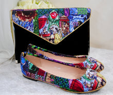 Load image into Gallery viewer, Beauty and the Beast Wedding Shoes, Flat Bridal Shoes and Clutch Bag - WIDE Fit Available