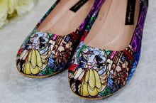 Load image into Gallery viewer, Beauty and the Beast Wedding Shoes, Flat Bridal Shoes and Clutch Bag - WIDE Fit Available