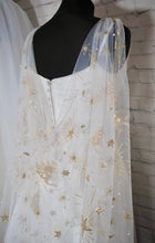 Load image into Gallery viewer, Luxury Celestial Wedding Cape or Veil - Gold Glitter and Pearl Veil or Cape