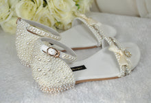 Load image into Gallery viewer, Pearl Flat Wedding Shoes - Size UK6/US8.5