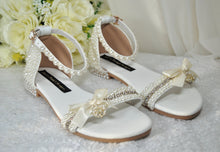 Load image into Gallery viewer, Pearl Flat Wedding Shoes - Size UK6/US8.5