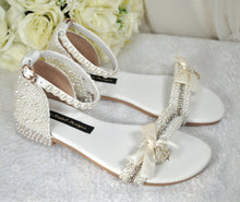 Load image into Gallery viewer, Pearl Flat Wedding Shoes - Size UK6/US8.5