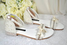 Load image into Gallery viewer, Pearl Flat Wedding Shoes - Size UK6/US8.5