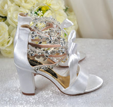 Load image into Gallery viewer, Block Heel Wedding Shoes with Crystal Ankle Strap Size UK5/US7.5