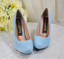Load image into Gallery viewer, LAST ONE Blue Suede Wedding Shoes Size UK4/US6.5