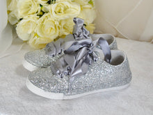 Load image into Gallery viewer, Glitter Trainers (Silver)