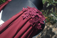 Load image into Gallery viewer, Wedding Cape - Chiffon Bridal Cloak with Lace - Red | Black | White | Ivory | Champagne