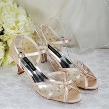 Load image into Gallery viewer, Champagne Embroidered Wedding Shoes - UK5 - Ready to Dispatch