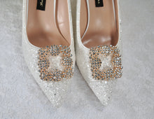 Load image into Gallery viewer, Wedding Shoe Clip, Crystal Square Brooch, Bridal Shoe Accessory, Custom Wedding Shoes for Bride