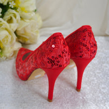 Load image into Gallery viewer, Red Lace Shoes UK3/US6