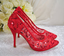 Load image into Gallery viewer, Red Lace Shoes UK3/US6