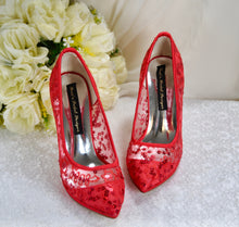 Load image into Gallery viewer, Red Lace Shoes UK3/US6