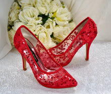 Load image into Gallery viewer, Red Lace Shoes UK3/US6